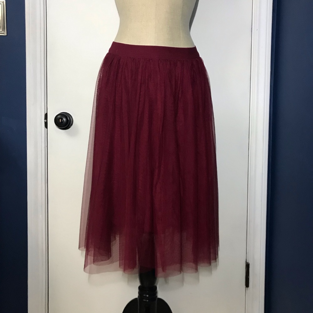 Romantic Burgundy Tulle Skirt